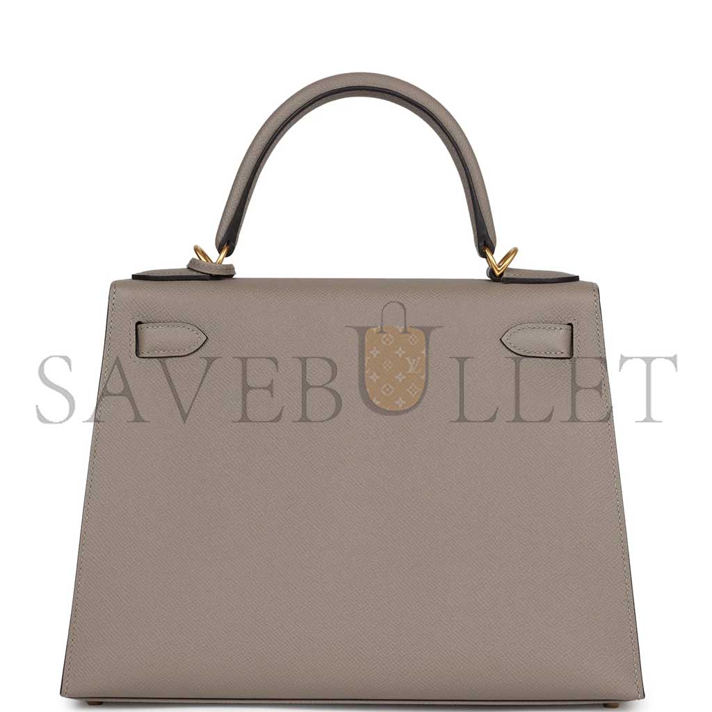 HERMÈS MASTER KELLY SELLIER 28 GRIS ASPHALTE VERSO EPSOM BRUSHED GOLD HARDWARE (28*22*10cm) 